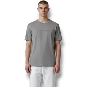 Calvin Klein T-Shirt Mens Medium M Gray Cotton Embroidered Logo Sleepwear